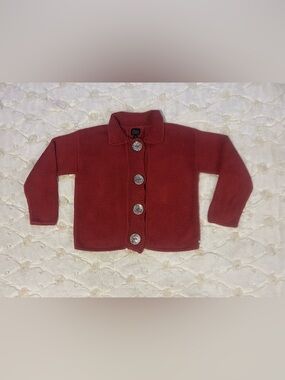 Anthropologie Pure Handknit Chunky Cardigan Sweater Rust Red Knit Button-Up ❤️‍🔥
